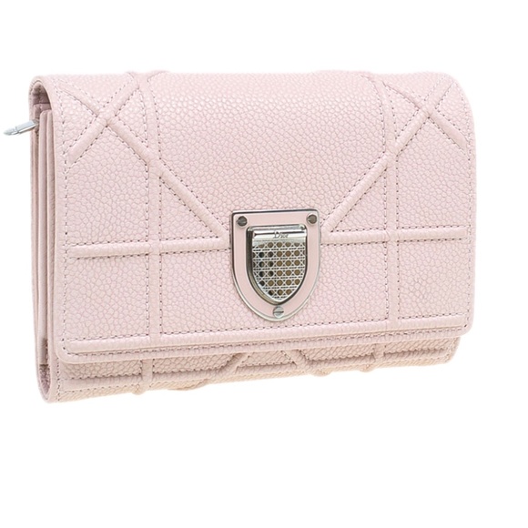 Dior, Bags, Dior Light Pink Leather Diorama Elancee Flap Wallet